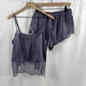 Adore Me Evlyn Purple Satin Lace Cami Short Set Intimate Womens Size L